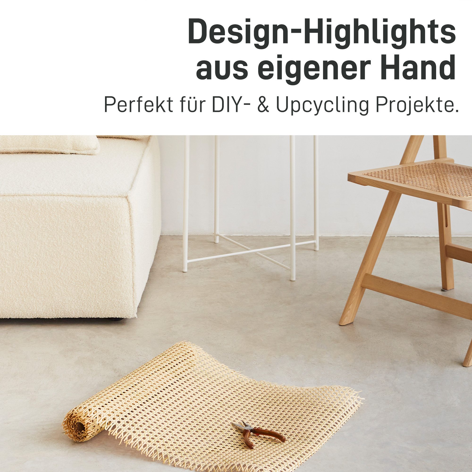 Natural Goods Berlin Bastelnaturmaterial Wiener Geflecht, Rattangewebe, Flechtrohr, hitzebeständiges Netzgewebe für Möbel, DIY