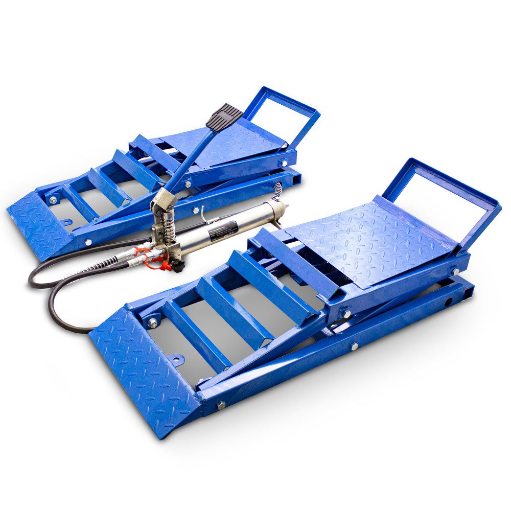 Bituxx Auffahrrampe PKW Hydraulik Auffahrheber Blau (Set, MS-17208)