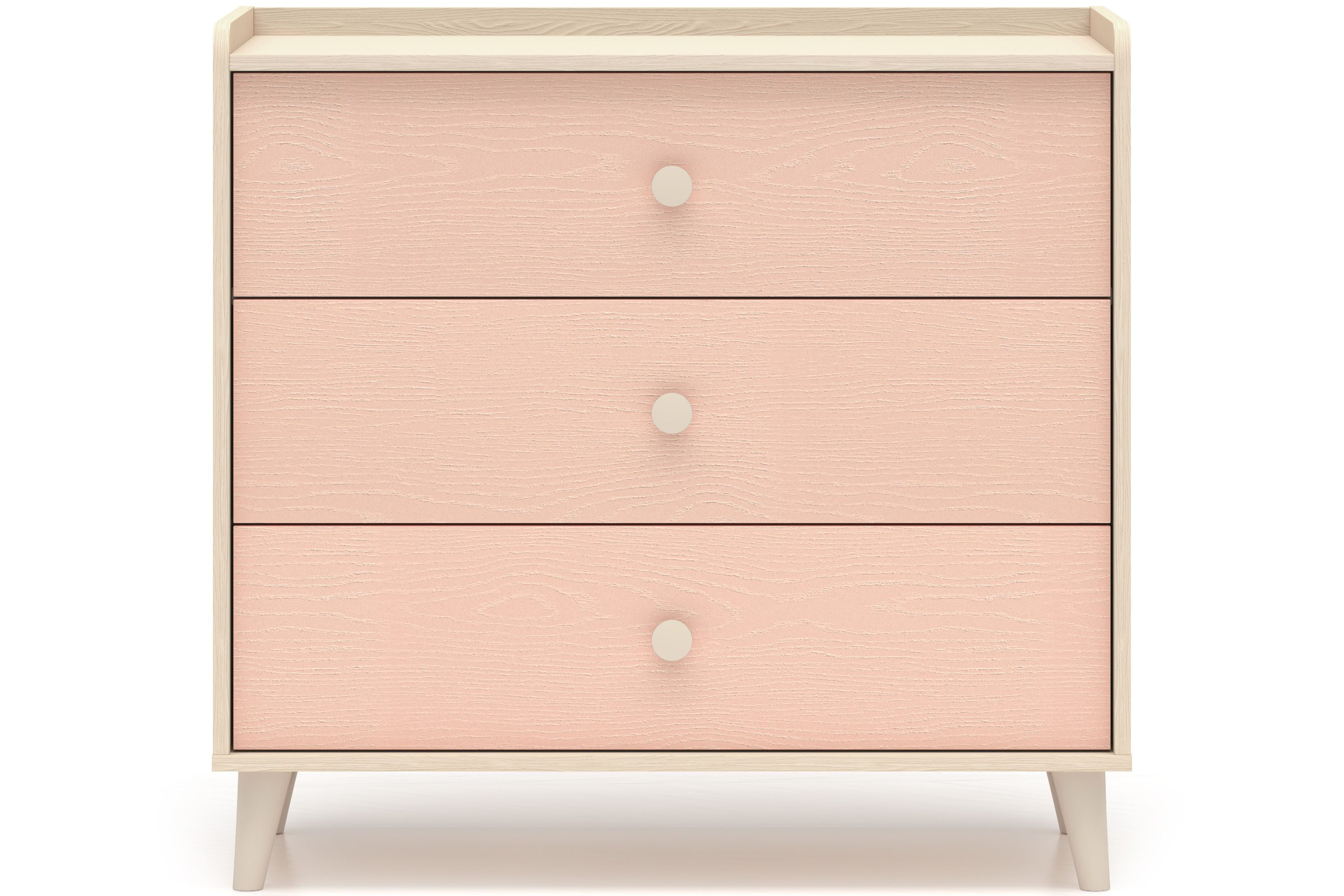 KONSIMO® Schubkastenkommode PUNGI Kinderkommode, hergestellt in der EU, mit 3 Schubladen, Breite 90 cm, sanft schließend, Fußhöhe 12 cm, rosa
