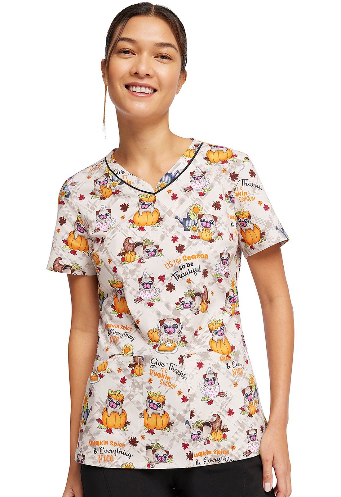 Cherokee Funktionsbluse Bunt bedruckter Damen Kasack "Niedlicher Mops" Kasack mit Motiv