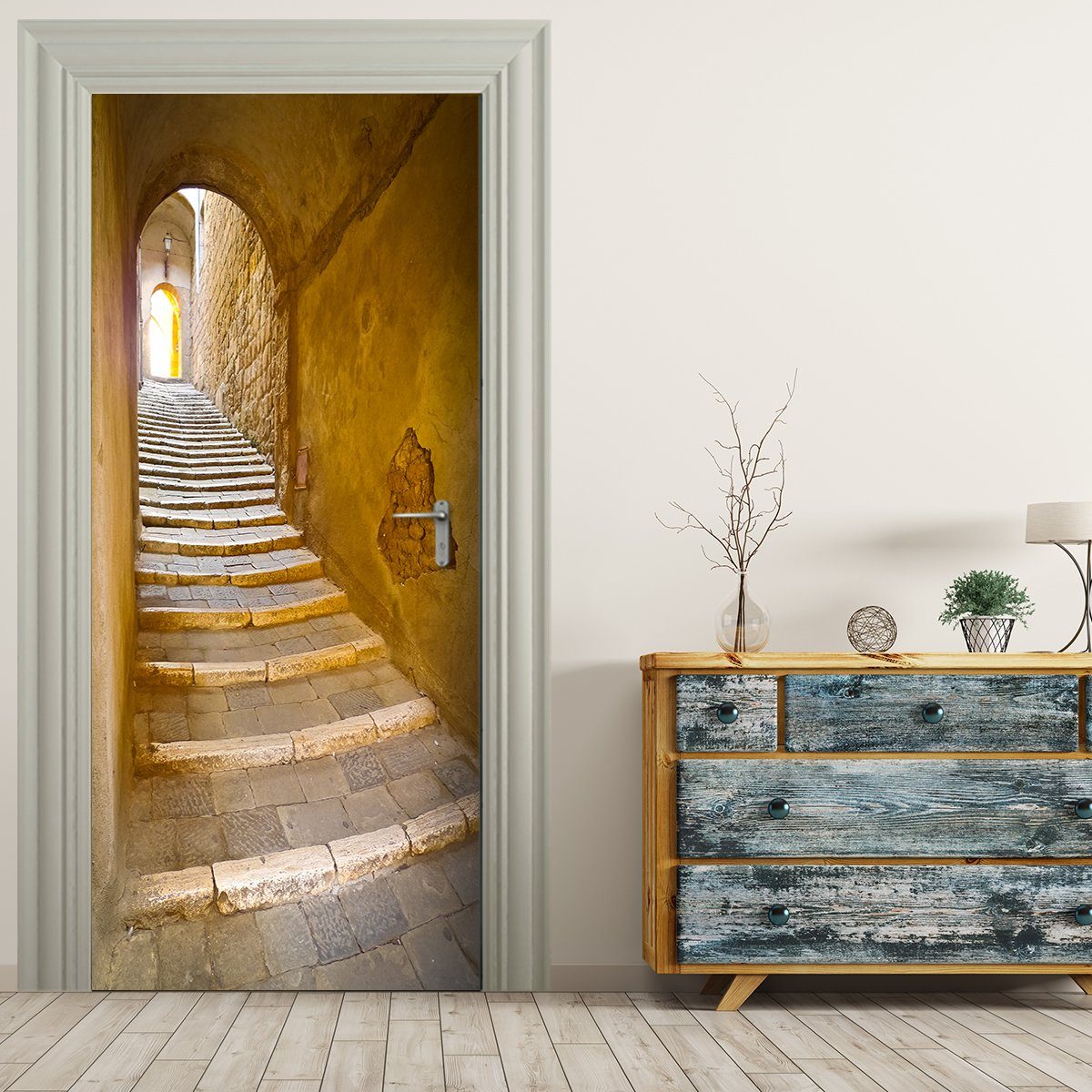 Stickerprofis Türtapete TREPPE ZUM LICHT, Premiumklasse, selbstklebend günstig online kaufen