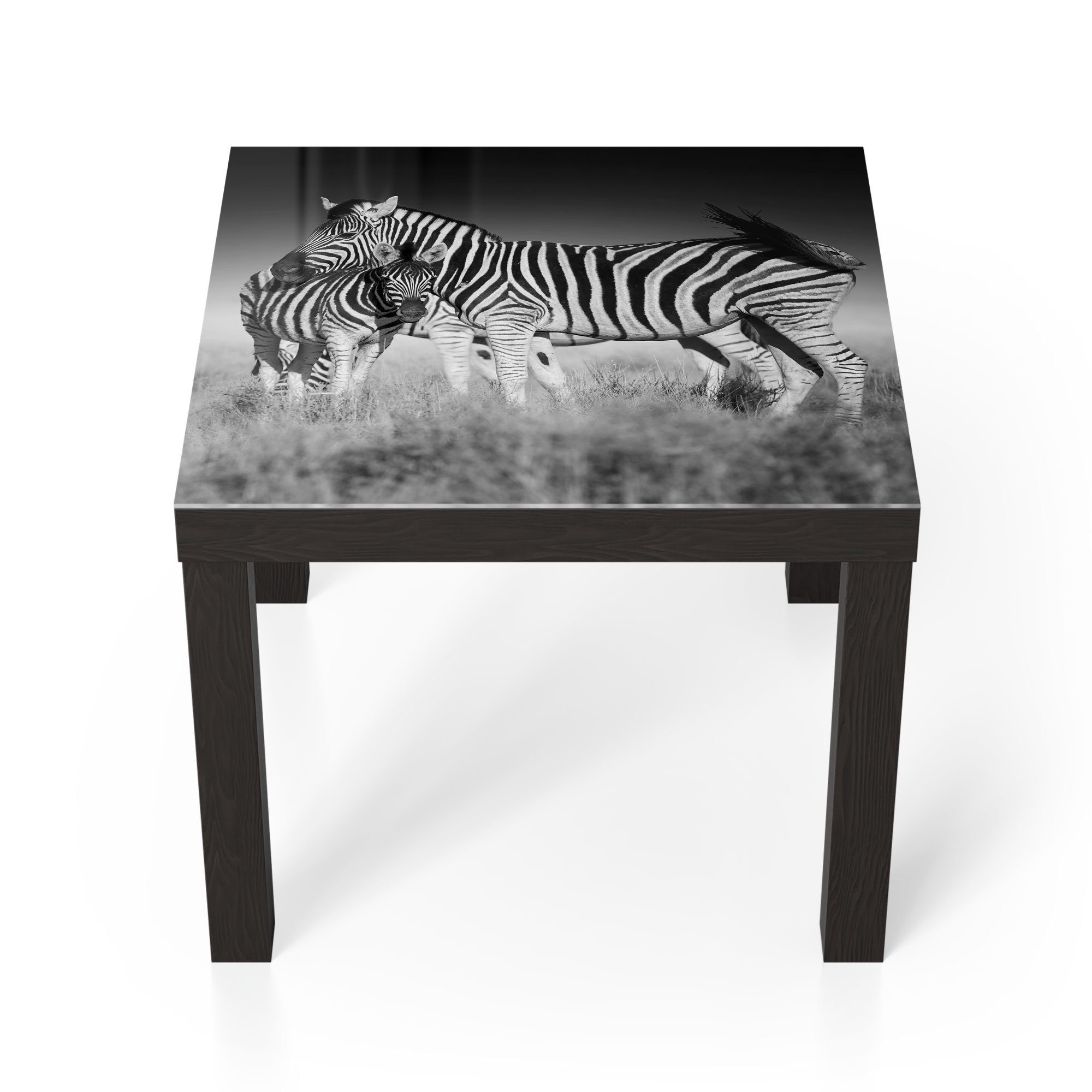 DEQORI Couchtisch 'Zebras beieinanderstehend', Glas Beistelltisch Glastisch modern Schwarz