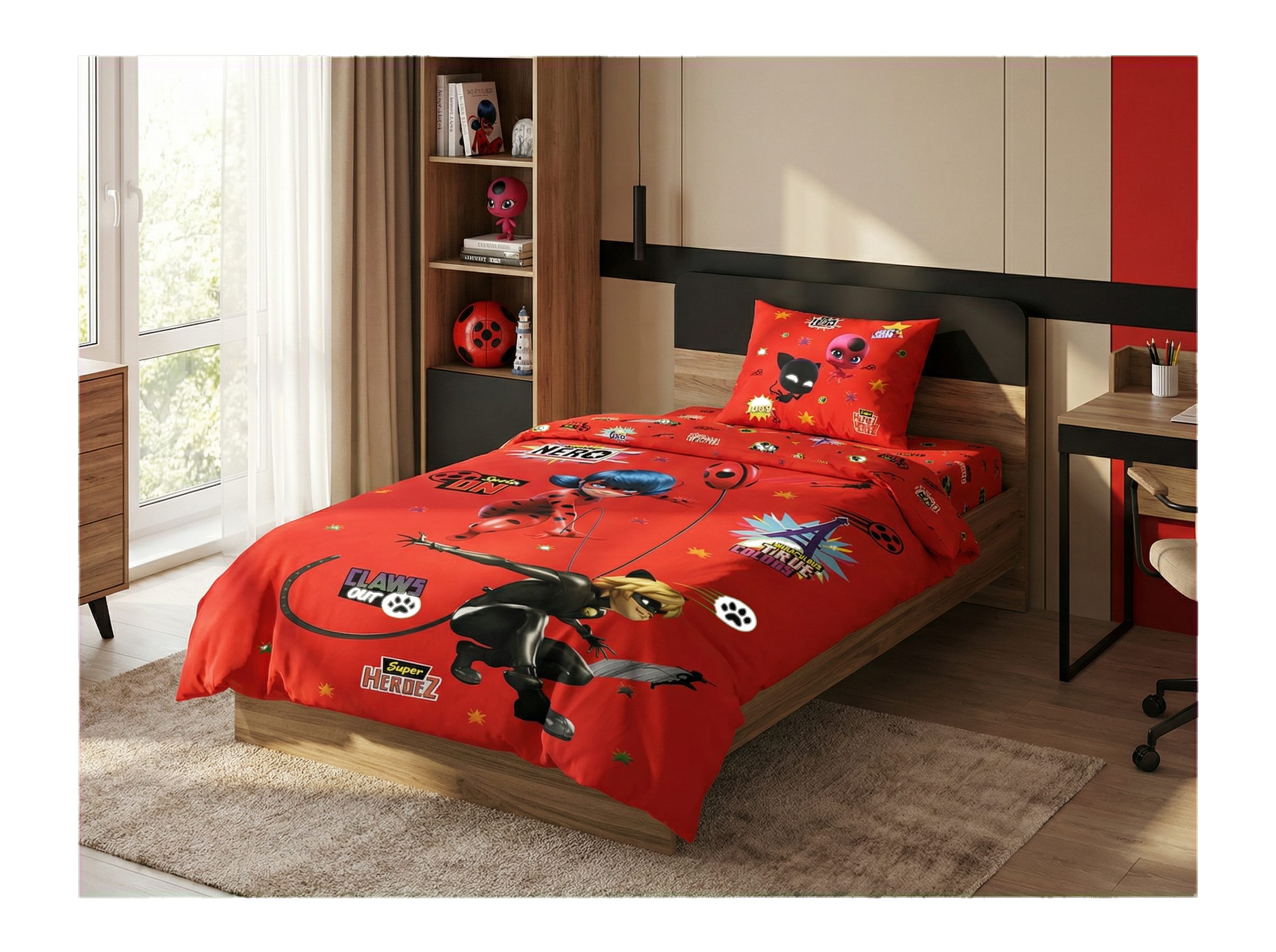 Miraculous - Ladybug Bettwäsche Miraculous Ladybug Cat Noir Bettwäsche Kinderbettwäsche Set, 2 teilig, Deckenbezug 135/140x200 cm Kissenbezug 65x65 cm