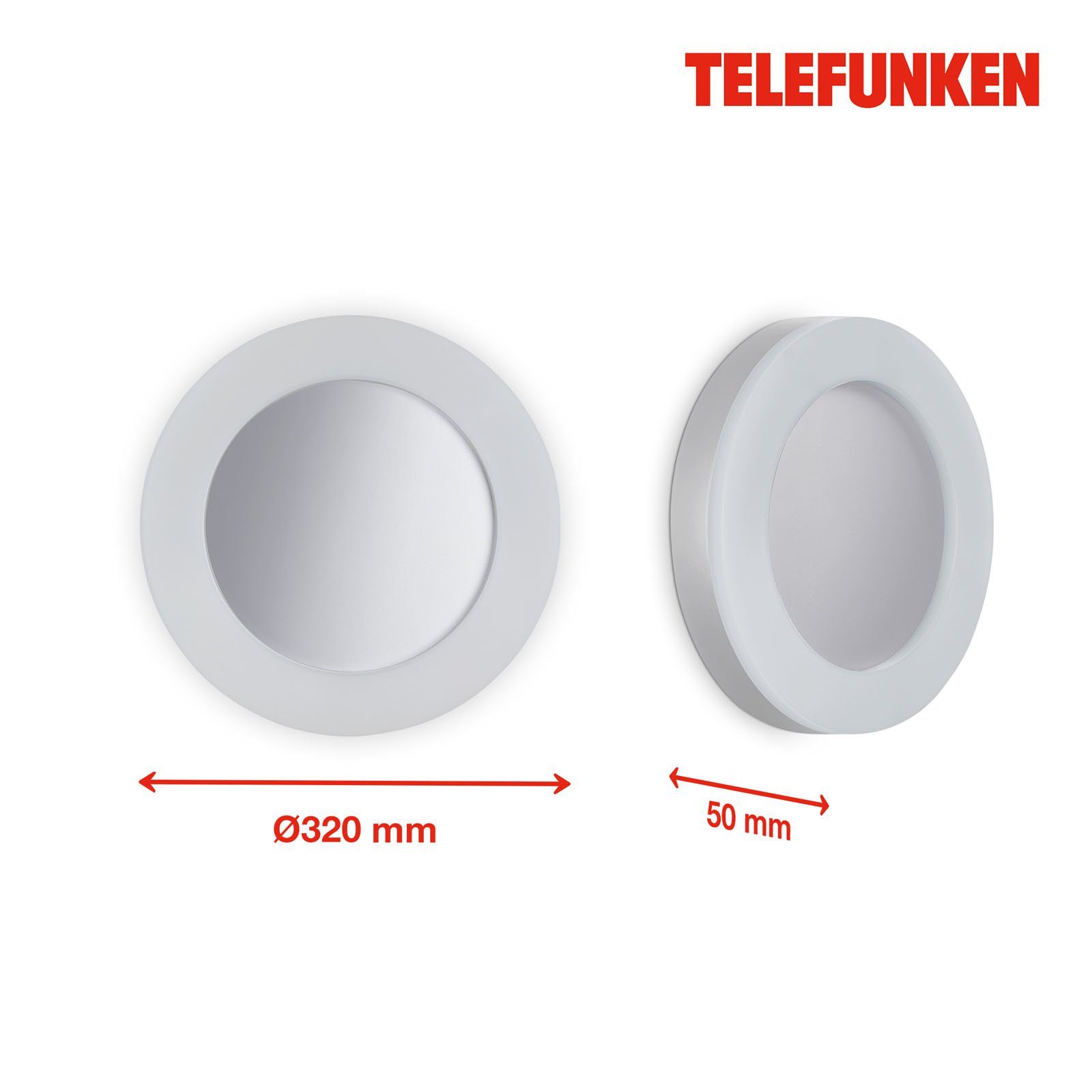 Telefunken LED Außen-Wandleuchte 320904TF, LED fest verbaut, Wand  Außenleuchte IP44 4000K 2600lm 24W silber