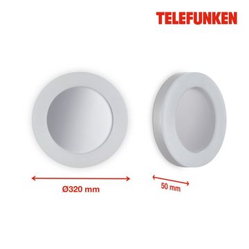 Telefunken LED Außen-Wandleuchte 320904TF, LED fest verbaut, Wand Außenleuchte IP44 4000K 2600lm 24W silber