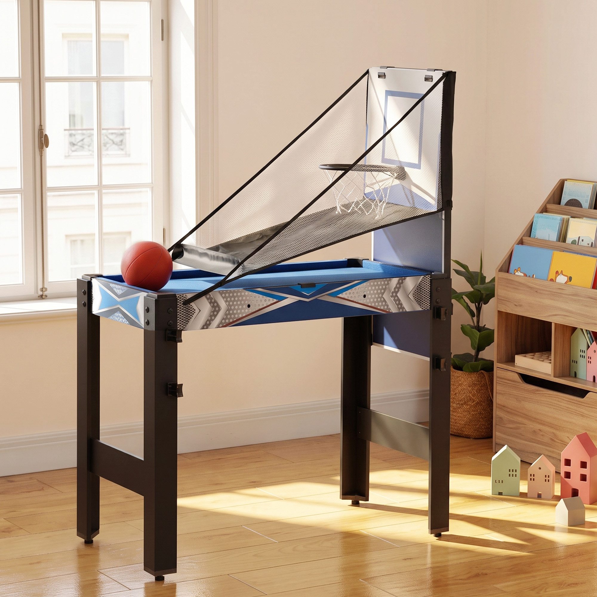 SPORTNOW Spieltisch Mini Multigame Tischtennis Billardtisch Multifunktionstisch, (5-in-1 Spieletisch, 1-tlg), mit Zubehör 91 x 45,5 x 76 cm