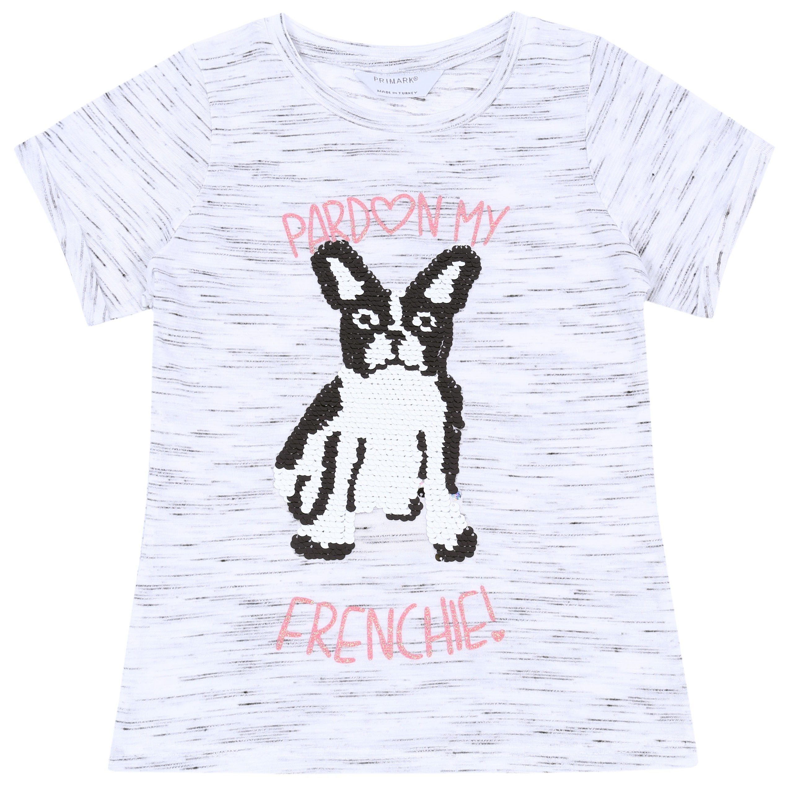 Sarcia.eu Kurzarmbluse Schwarz-weißes Hemd/T-Shirt mit Sequin-Art Paillettenbild 5-6 Jahre