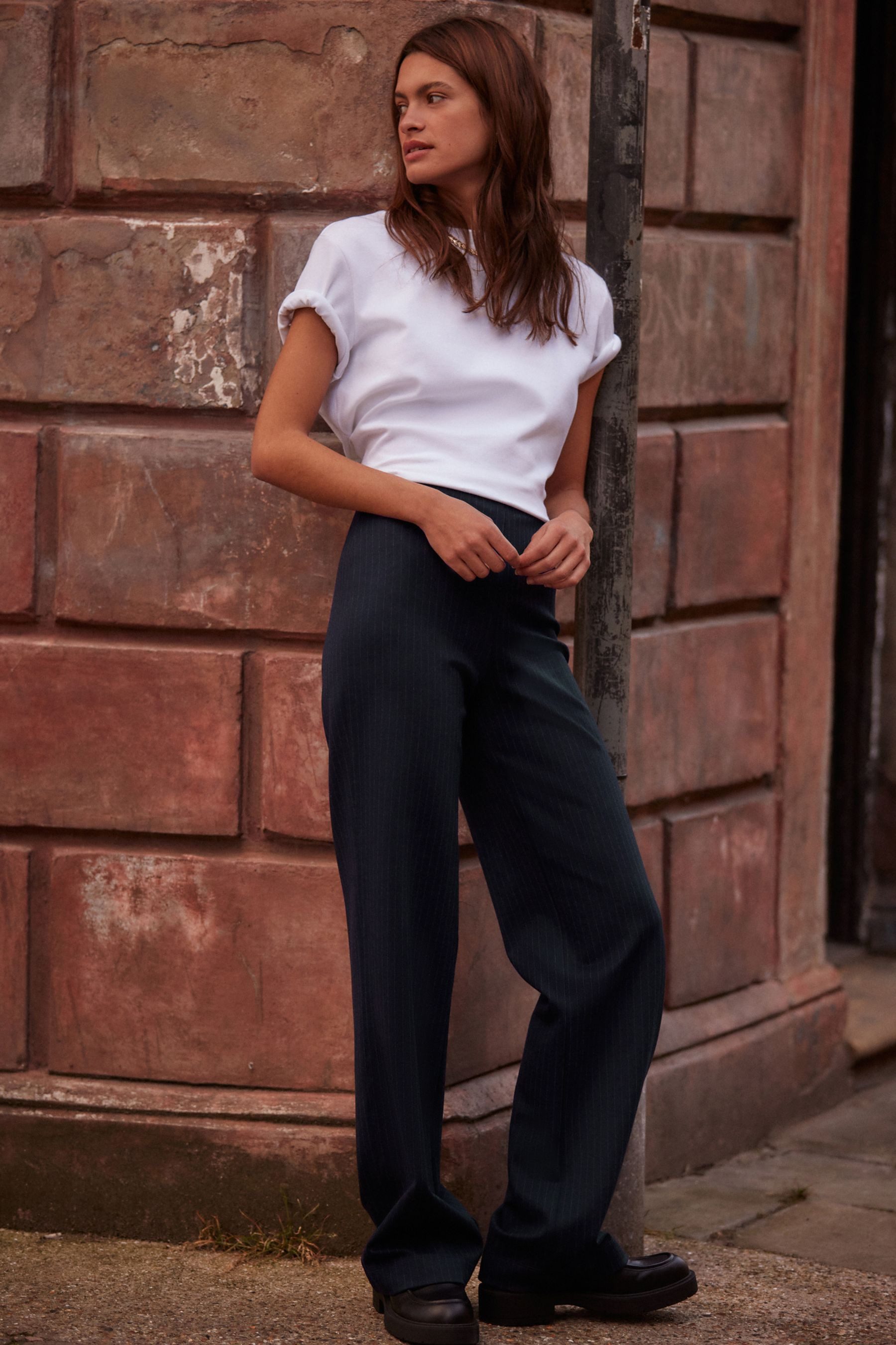 Next Jerseyhose Nahtlos Ponte-Hose mit weitem Bein – Kurzgröße (1-tlg)