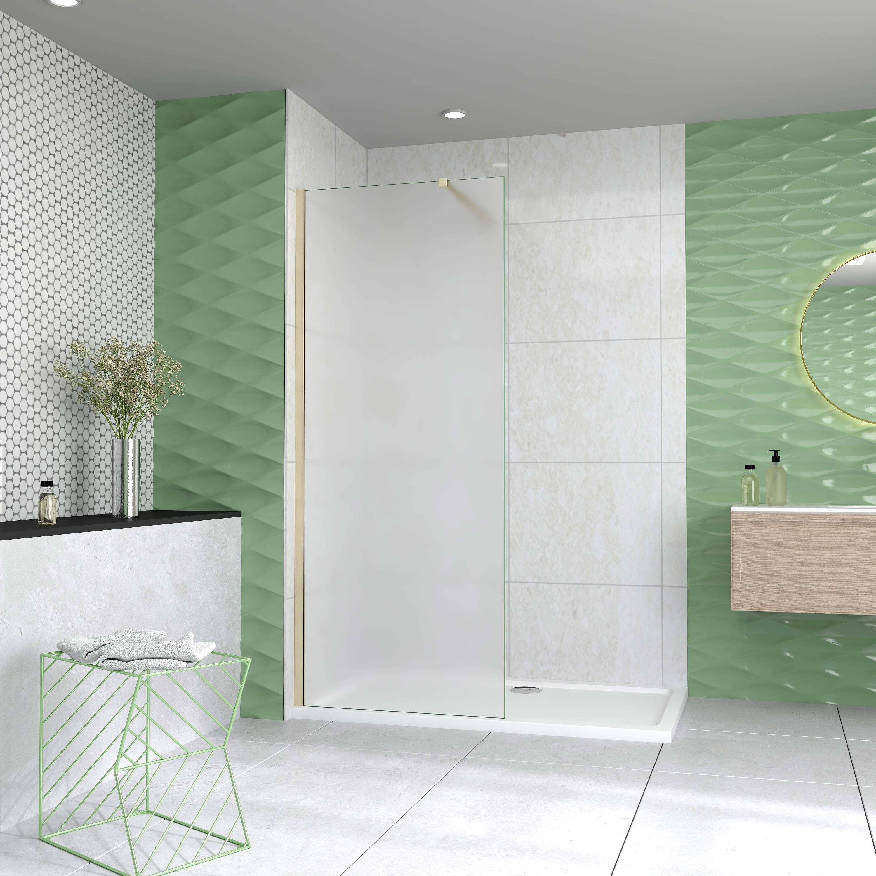 duschspa Walk-in-Dusche 10mm Milchglas Duschabtrennung 200cm Duschwand Glaswand, Einscheibensicherheitsglas, Milchglas, (Set), 10mm Milchglas; Höhe: 200cm