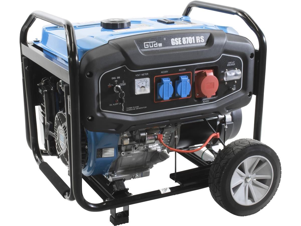 Güde Stromerzeuger GSE 8701 RS, 9.3 in kW, 13 PS, 457 cm³, 2x230 V und 1x400 V Anschluss, 7800 W, 25 l Tankinhalt