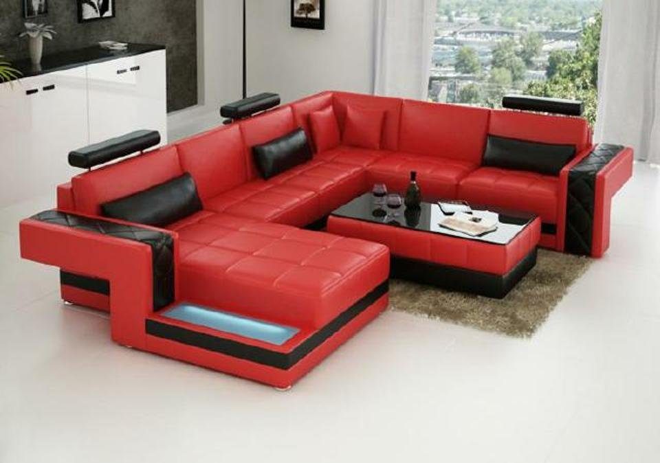 JVmoebel Ecksofa, Ecksofa Ledersofa XXL U Big Couch Form Wohnlandschaft Sofa