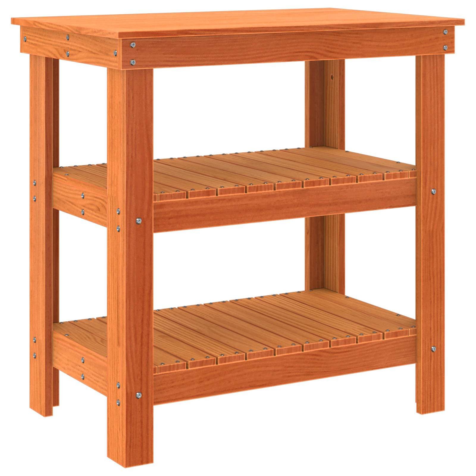 vidaXL Werkbank Werkbank mit Regal 78,5 x 50 x 80 cm Massives Kiefernholz, (1-tlg)