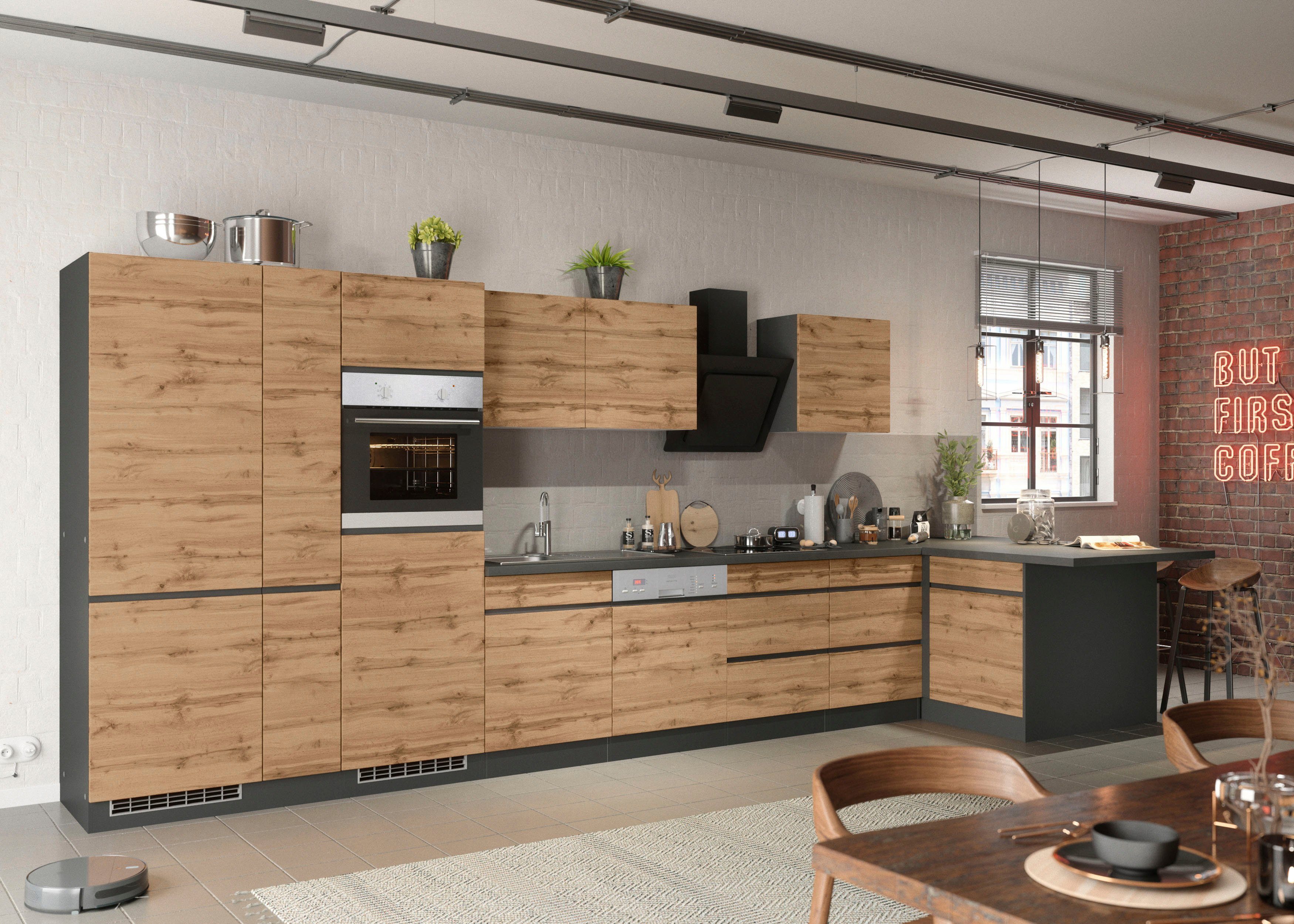 KOCHSTATION Winkelküche KS-Riesa, Stellbreite 490/153 cm, ohne E-Geräte