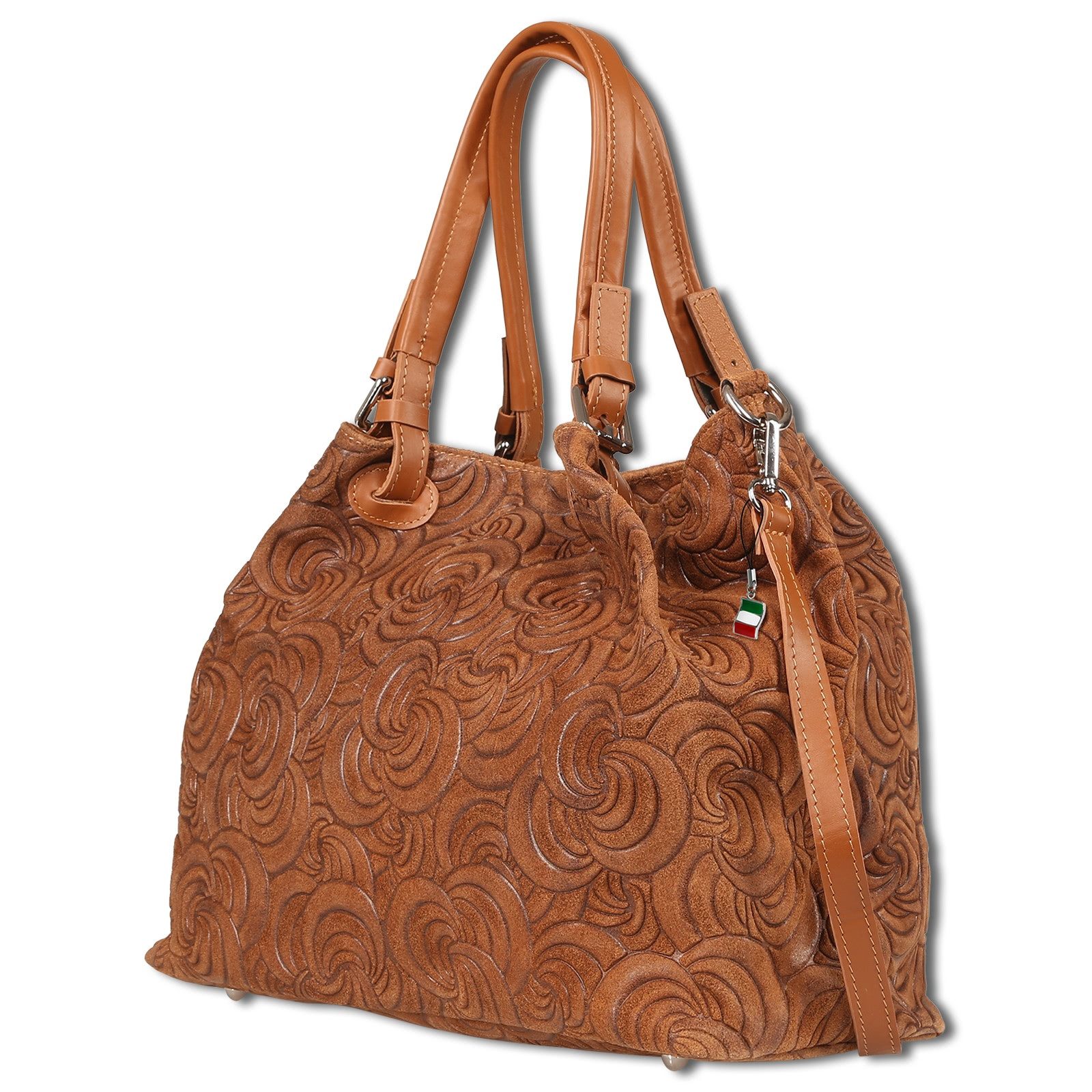FLORENCE Schultertasche Florence Damen Schultertasche Wildleder (Schultertasche), Damen Schultertasche Wildleder, braun ca. 27cm hoch