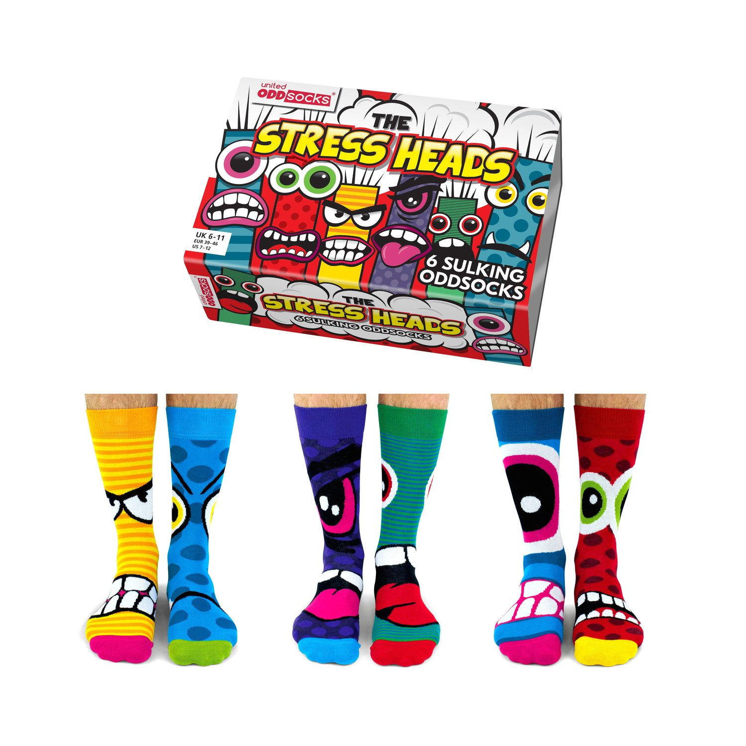 United Oddsocks Freizeitsocken Stress Heads Oddsocks Socken in 39-46 im 6er günstig online kaufen