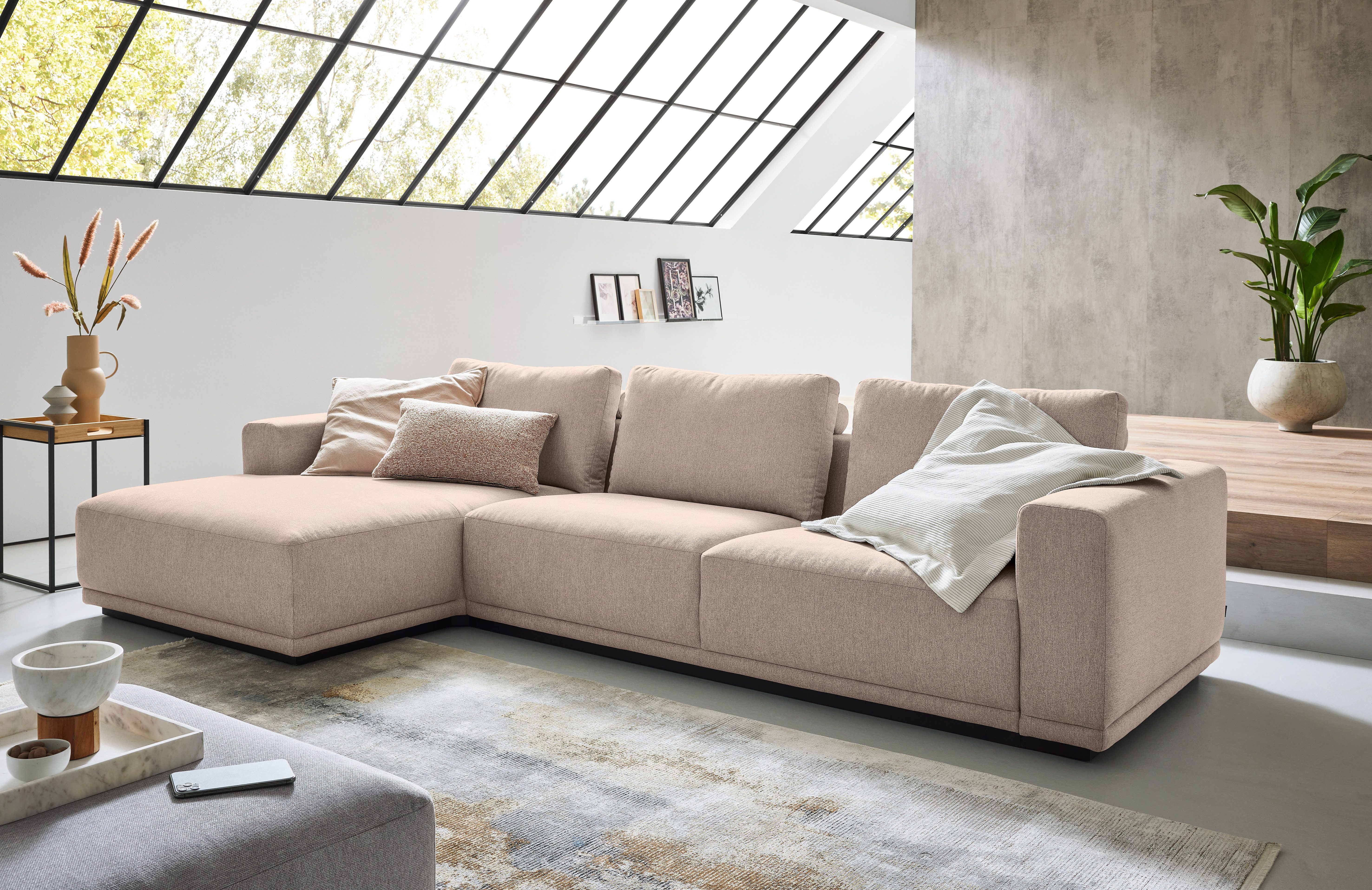 Musterring Ecksofa JustB! PM200, Holzrahmen in schwarz, wahlw. Sitzvorzug, Breite 316cm, Anreihsofa rechts & Longchair links, mit elektrischem Sitzvorzug