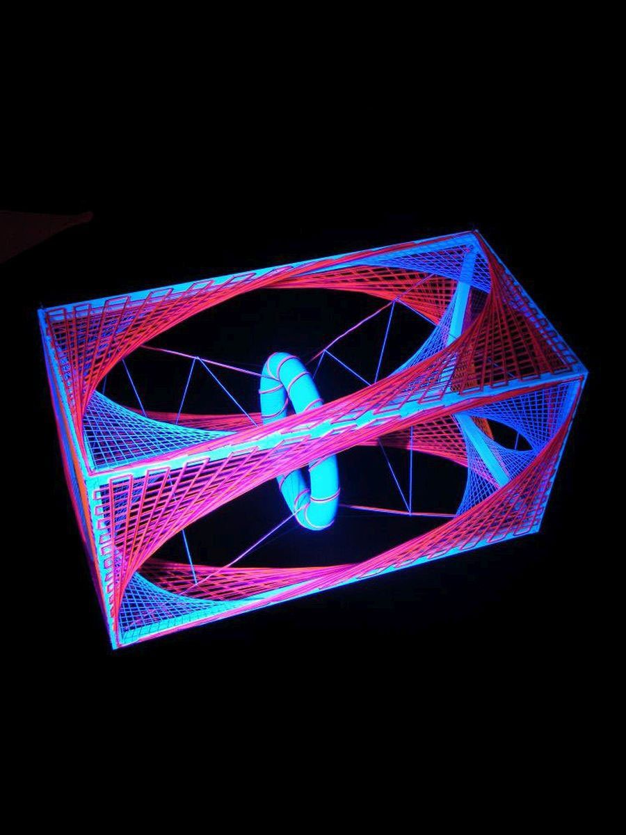 PSYWORK Dekoobjekt Schwarzlicht "Polar leuchtet StringArt Schwarzlicht Fadendeko 3D 1,05m, Lights", UV-aktiv, unter