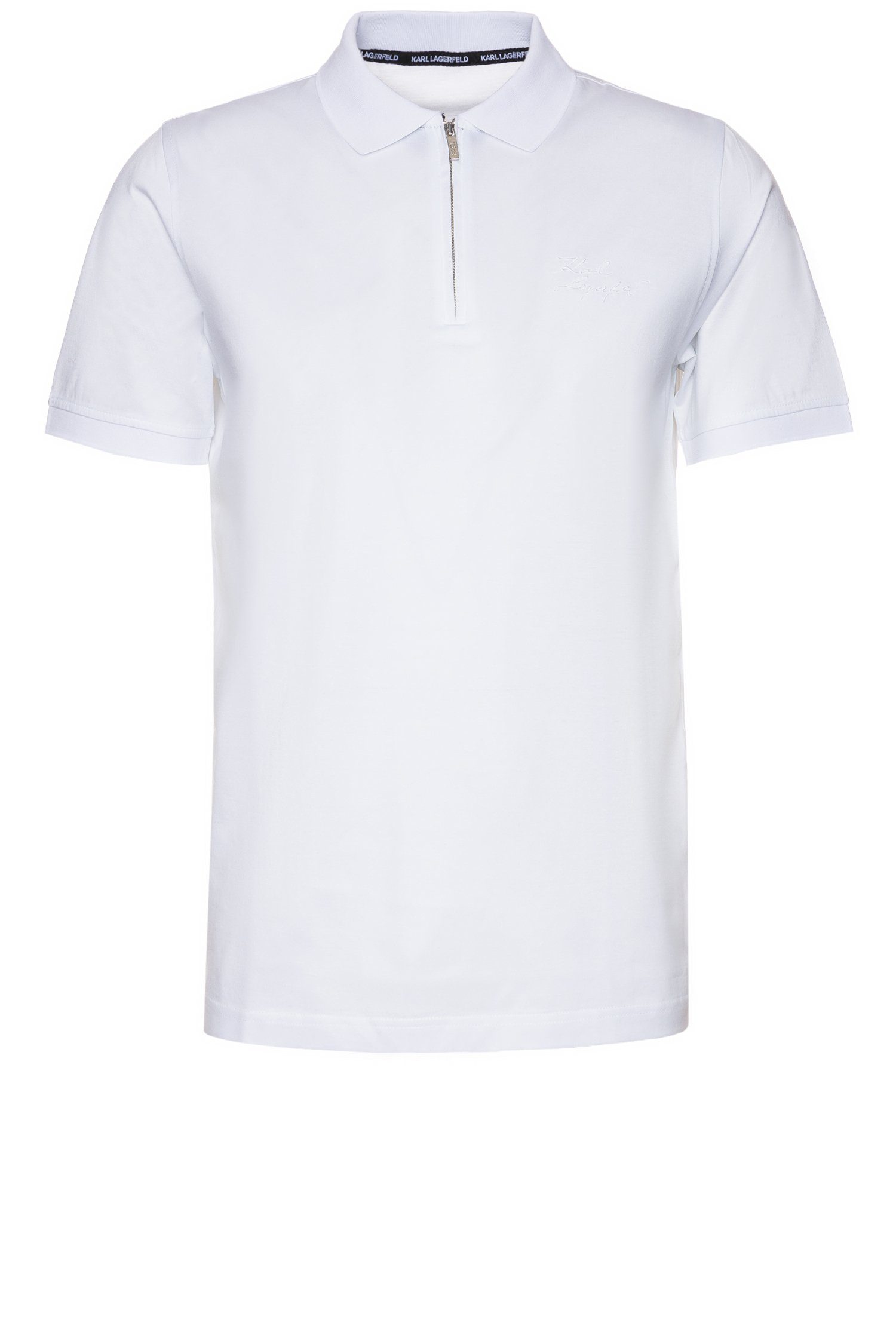KARL LAGERFELD Poloshirt Weiß mit (010) (1-tlg) Reißverschluss