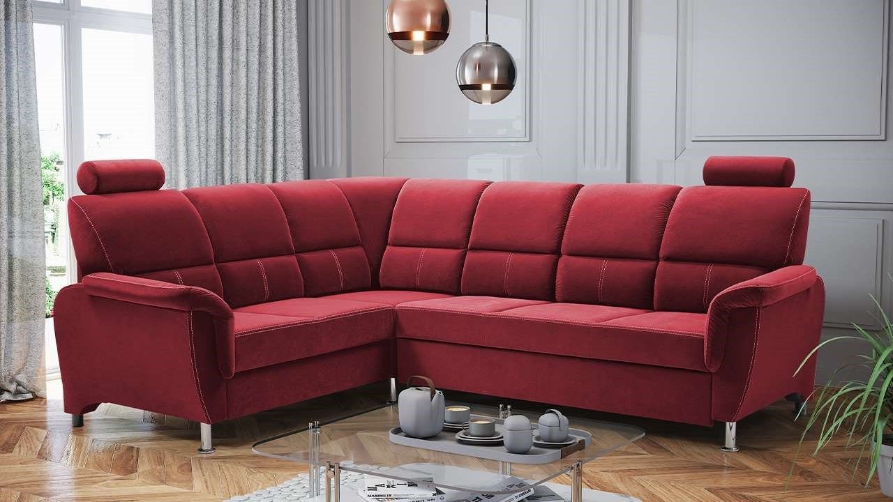 MKS MÖBEL Ecksofa ANIDA, mit Schlaffunktion und Bettkasten, zum Wohnzimmer Rot Velva