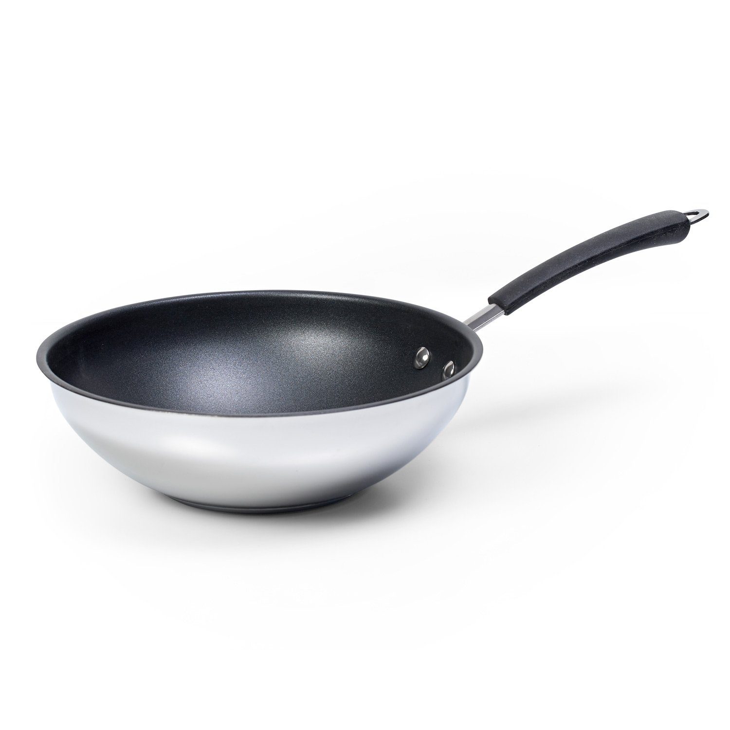 Coolinato Wok mit Edelstahl Pfanne (Wokpfannenset), – antihaftbeschichtet, Silikongriff 26cm