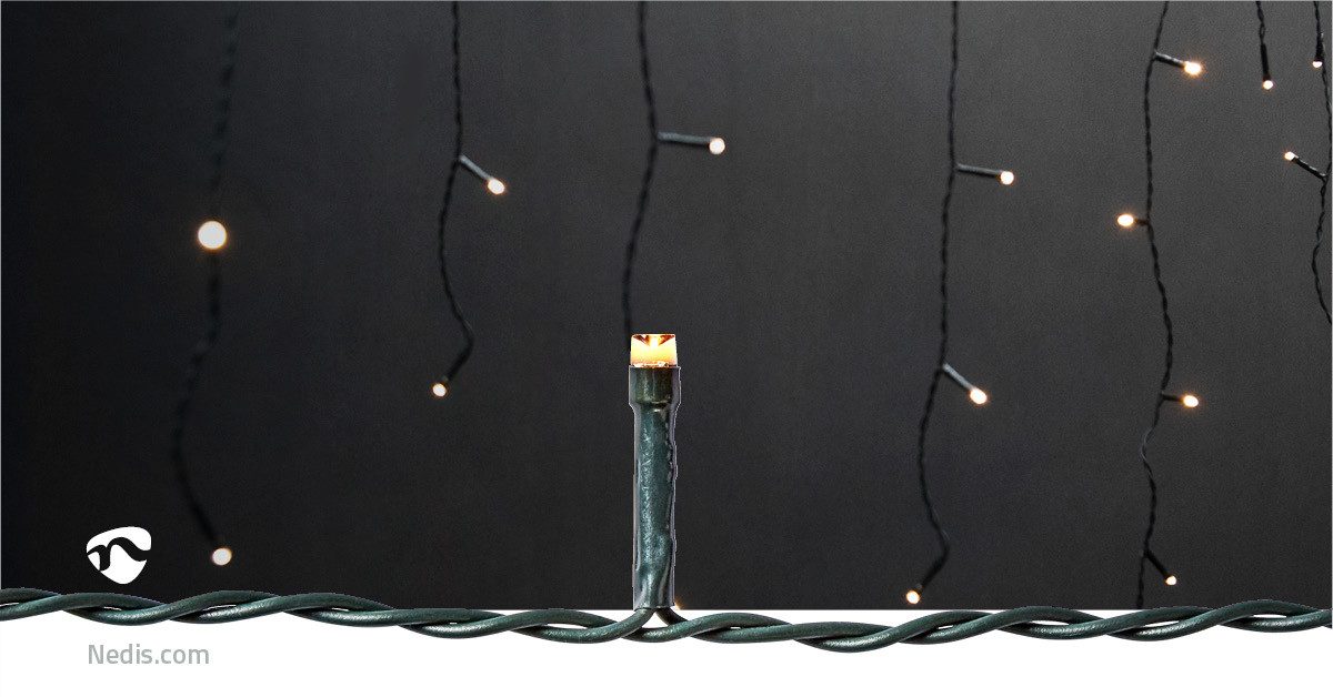 Nedis Discolicht CLLC360, LED-Eiszapfen mit 360 LEDs, 7 Effekten, Timer für Außenbeleuchtung, Warmweiss, LED-Eiszapfen mit 360 LEDs, 7 Effekten, Timer für Außenbeleuchtung