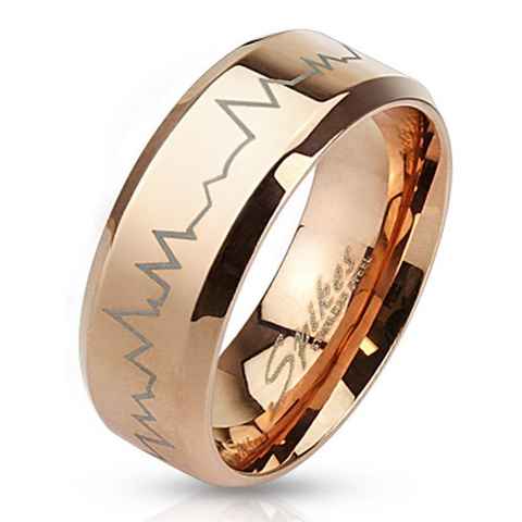 BUNGSA Fingerring Ring Herzschlag Rosegold aus Edelstahl Unisex (Ring, 1-tlg), Damen Herren