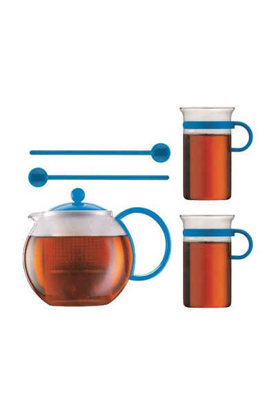 Bodum Teebereiter Assam, Set, 1 Liter Teebereiter mit Kunststofffilter, 2 Teegläser