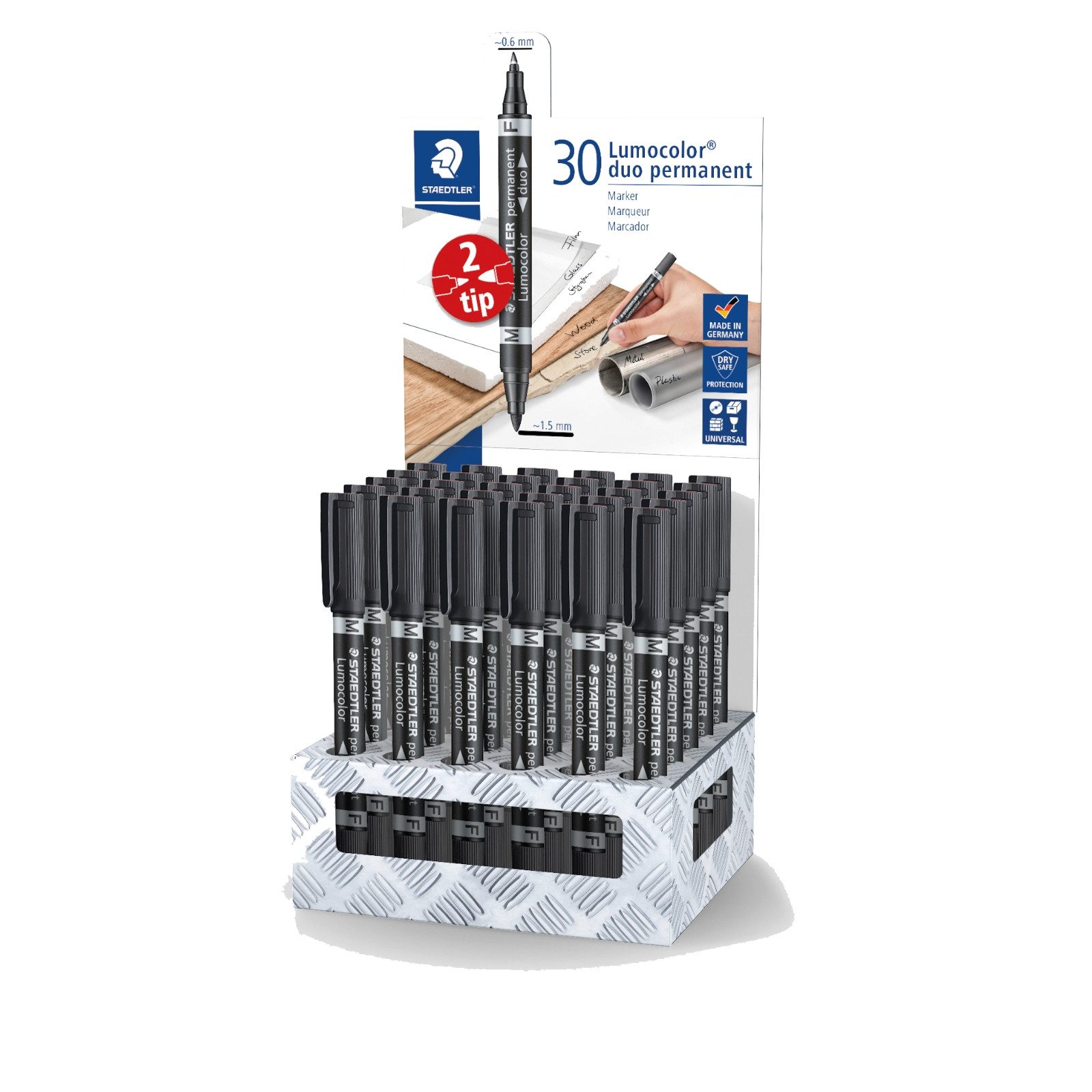 STAEDTLER Malstift STAEDTLER Lumocolor Permanent-Marker duo - F+M - schwarz - 30 Stück