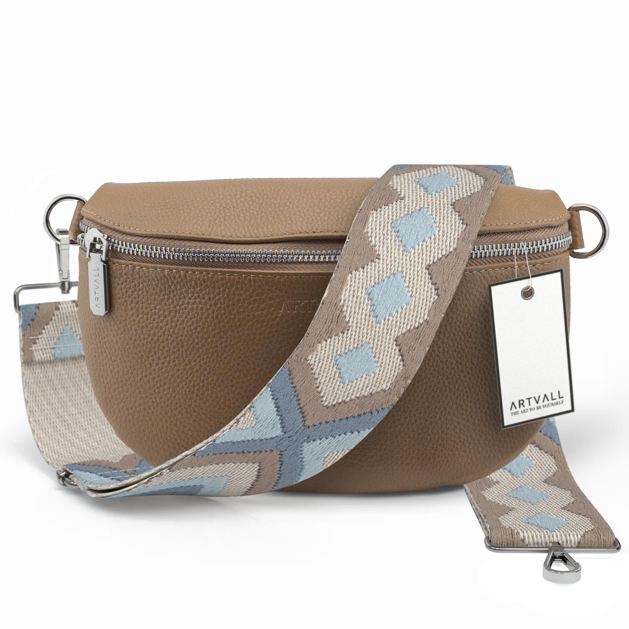 Umhängetasche Echtleder Handtasche Damen Brusttasche Hellbraun