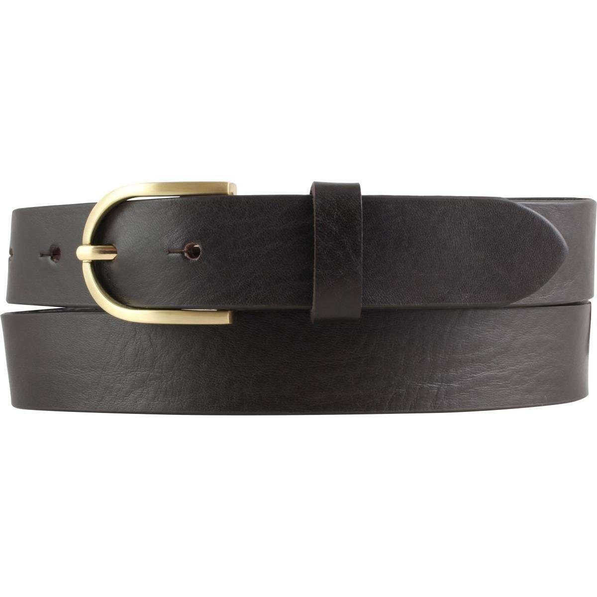 BELTINGER Ledergürtel Damen-Gürtel aus Vollrindleder mit goldener Gürtelschnalle 3 cm - Lede Braun, Gold