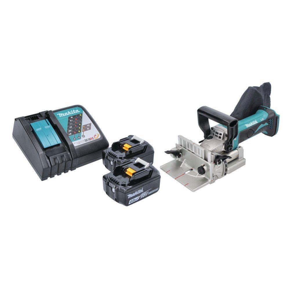 Makita Mauernutfräse DPJ 180 RM Akku V + + mm 18 Ladegerät Ah Akku 4,0 Nutfräse 2x 100