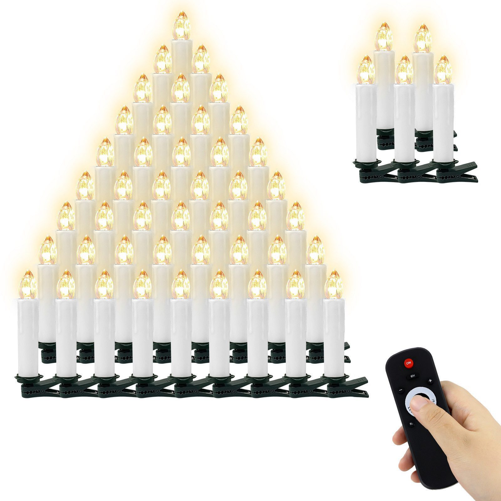 Gotoll LED-Christbaumkerzen CH010-50_B 10/20/30/40/50er kabellos Weihnachtsbaumkerzen, weihnachtsdeko Weihnachtsbeleuchtung Mit timer und Fernbedienung