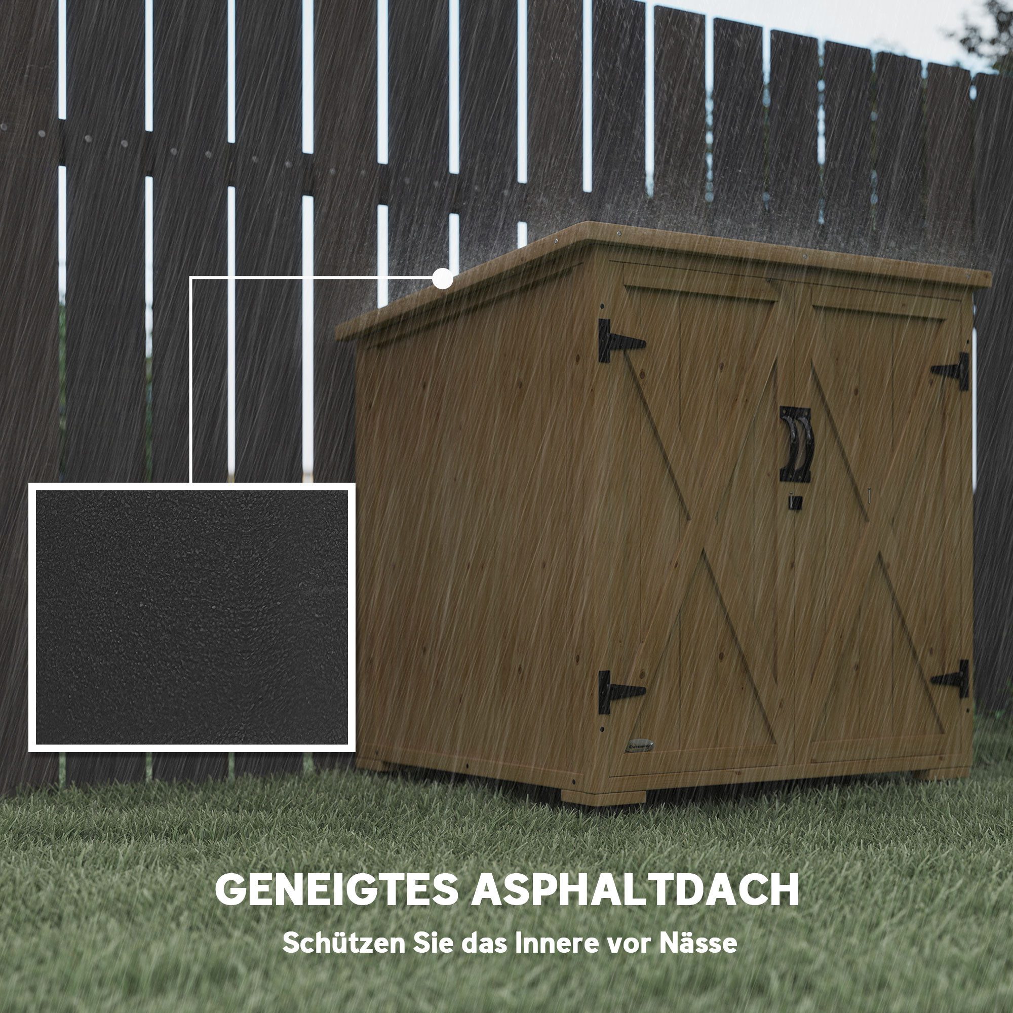 Outsunny Garten-Geräteschrank Gartenschrank Holz, Geräteschrank, Outdoor wetterfest, BxT: 77.5x88 cm, (Gartenschuppen, 1 St., Holzschrank), für Garten, Balkon,  – Bild 5 von 5