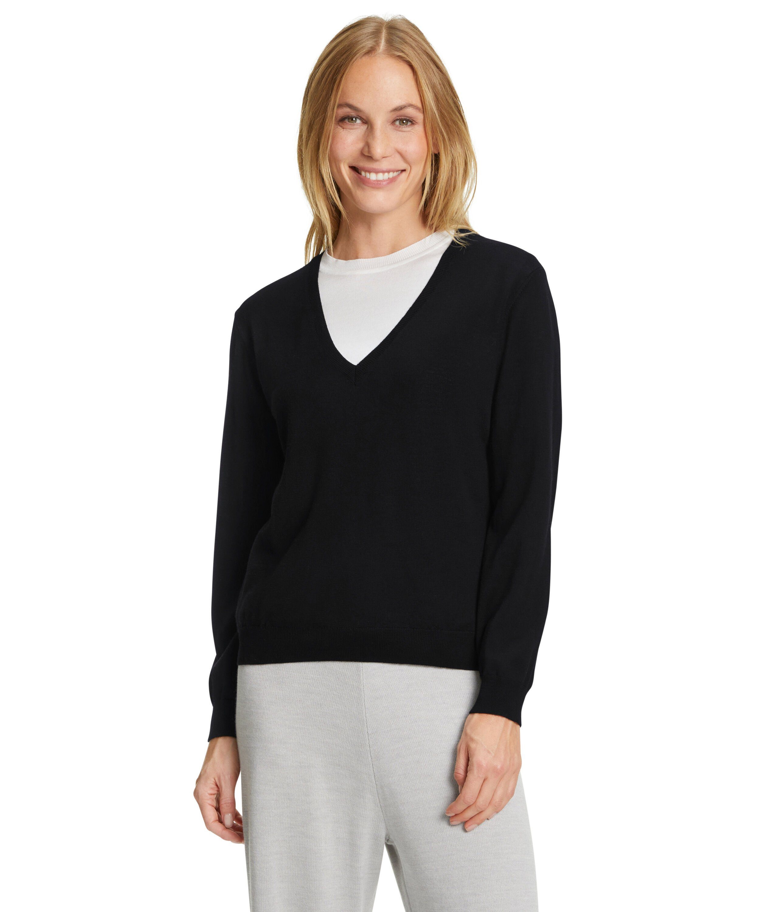 FALKE Strickpullover (1-tlg) black Merinowolle (3000) aus