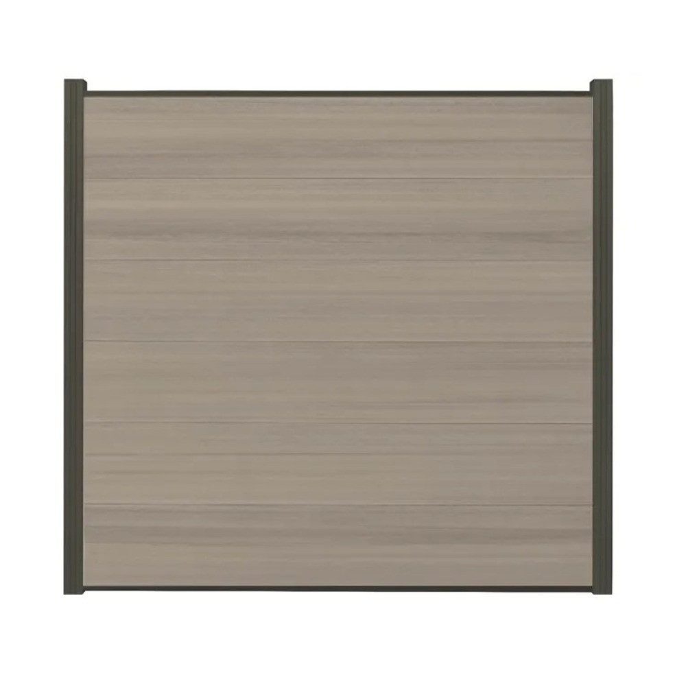Woodstore24 Zaun Komplettset XXXL Premium coex. WPC Zaun zum einbetonieren grau meliert, (Sichtschutz - 1,79 m Breite, 1,73 m Höhe, 2 cm Stärke, Lamellenzaun Komplettset inkl. Pfosten, Start- und Endprofil), Stecksystem aus recyceltem Kunststoff & Holzfasern, grau meliert