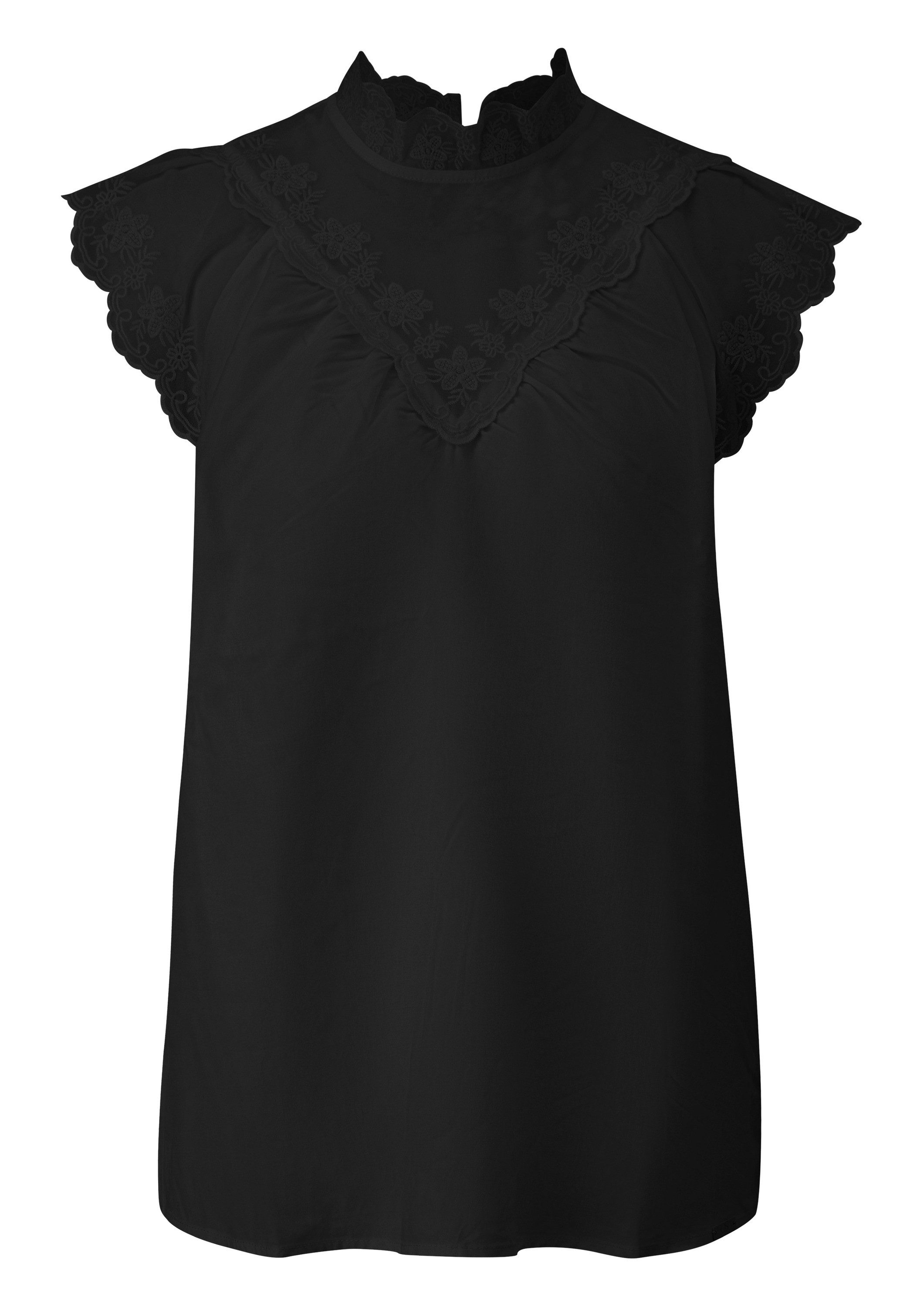 QS Kurzarmbluse Bluse Blusentop mit transparenten Einsätzen und Stickerei günstig online kaufen