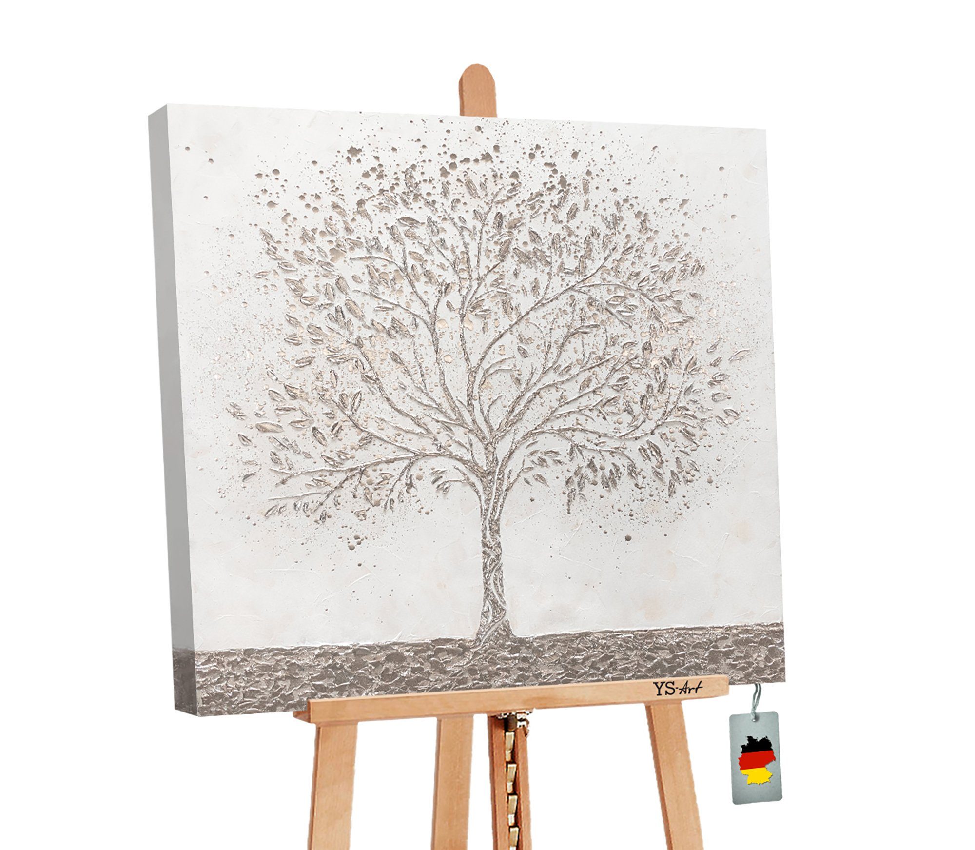 YS-Art Gemälde Stammbaum, Abstrakte Bilder, Leinwand Bild Handgemalt Baum Famile Stammbaum