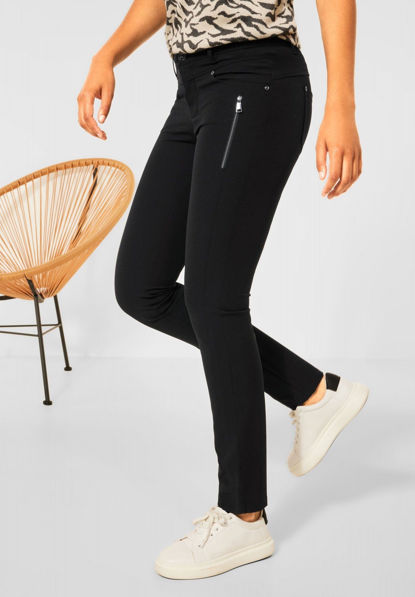 STREET ONE Stretch-Hose »York« Zipper, Lange Slim Legs online kaufen | OTTO