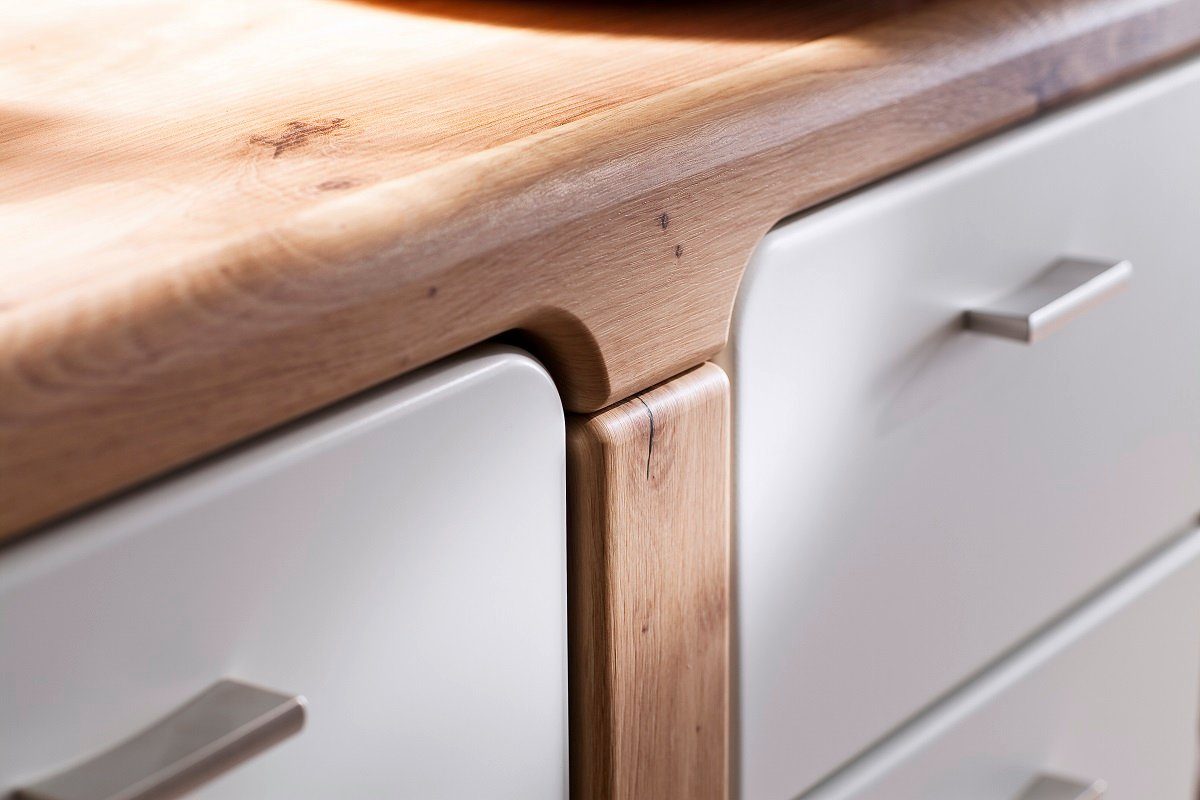 MCA furniture Sideboard Kommode weiß / Balkeneiche matt Torino, 2