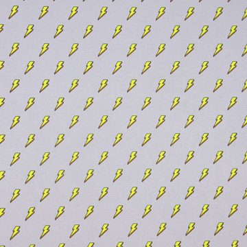 Vorhang SCHÖNER LEBEN. Vorhang Blitze grau neon gelb 245cm oder Wunschlänge, SCHÖNER LEBEN., Smokband (1 St), blickdicht, Baumwolle, handmade, made in Germany, vorgewaschen