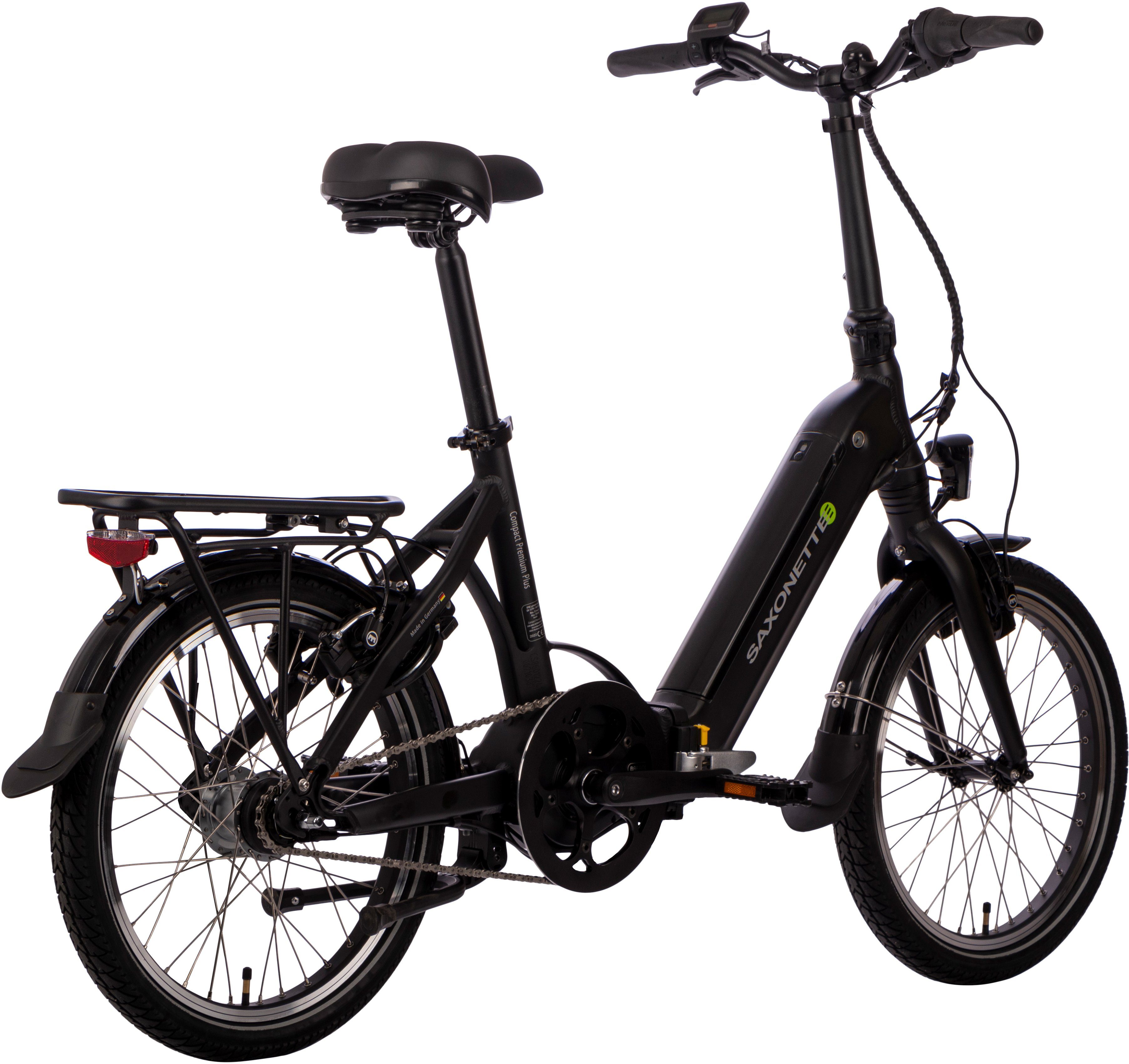 SAXONETTE E-Bike Compact Premium Plus, Gang, Akku, (mit 360 Akku-Ladegerät) Wh Nabenschaltung, 7 Mittelmotor
