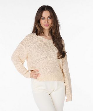 Esqualo Strickpullover Esqualo Pullover mit V Auschnitt Strickoptik Sand