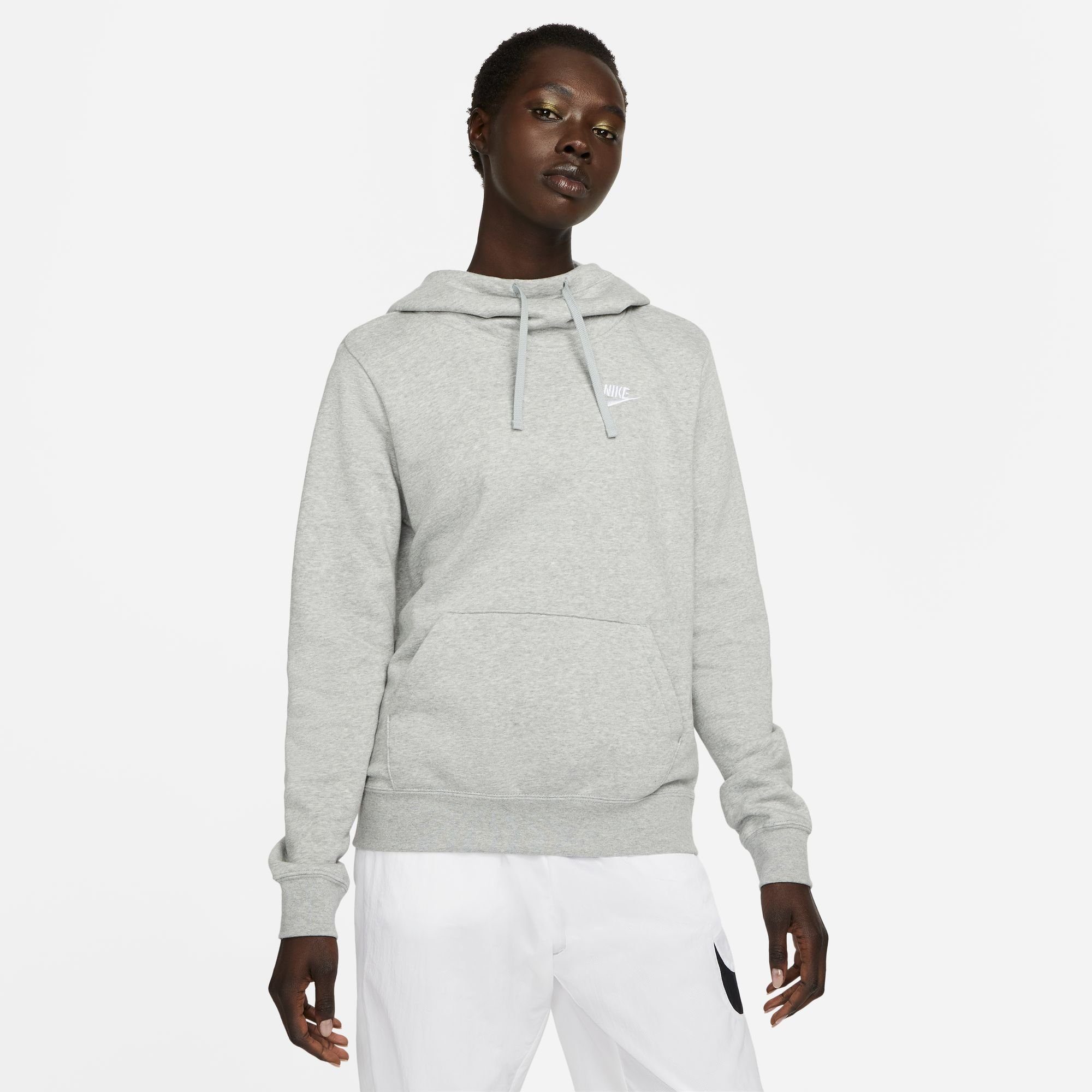 Nike Sportswear Kapuzensweatshirt Club Fleece Women's Funnel Hoodie DK GREY HEATHER/WHITE