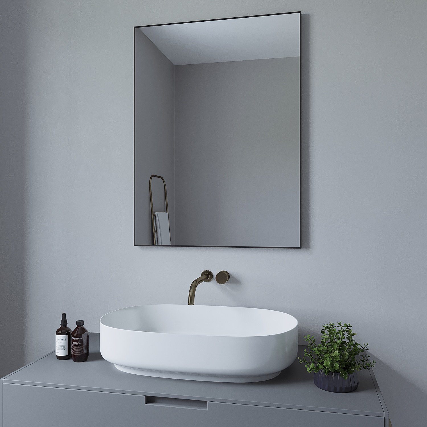 AQUABATOS Badspiegel Wandspiegel Dekospiegel Spiegel schwarz Flur Bad groß günstig online kaufen