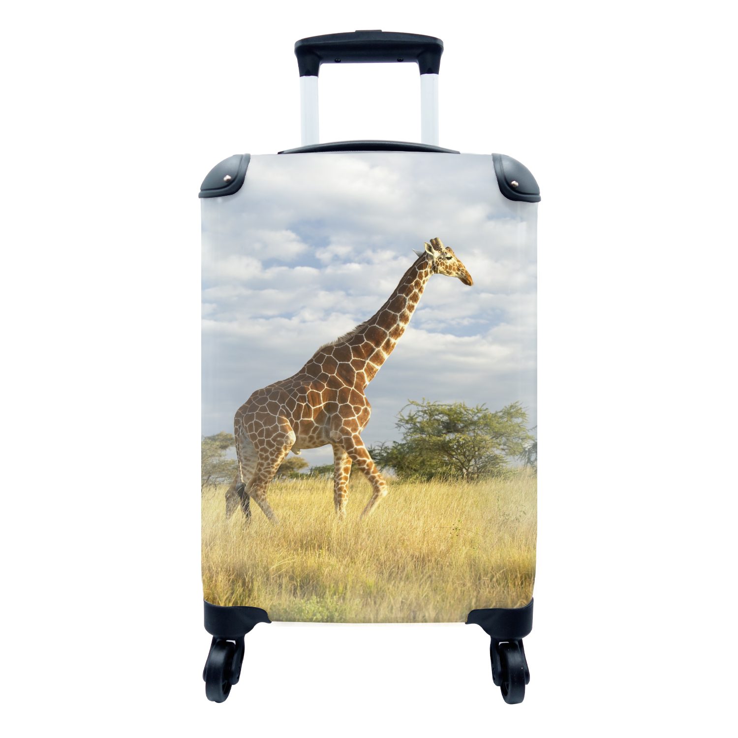 MuchoWow Handgepäckkoffer Giraffe - Safari - Gras, 4 Rollen, Reisetasche mit rollen, Handgepäck für Ferien, Trolley, Reisekoffer | Handgepäck-Koffer