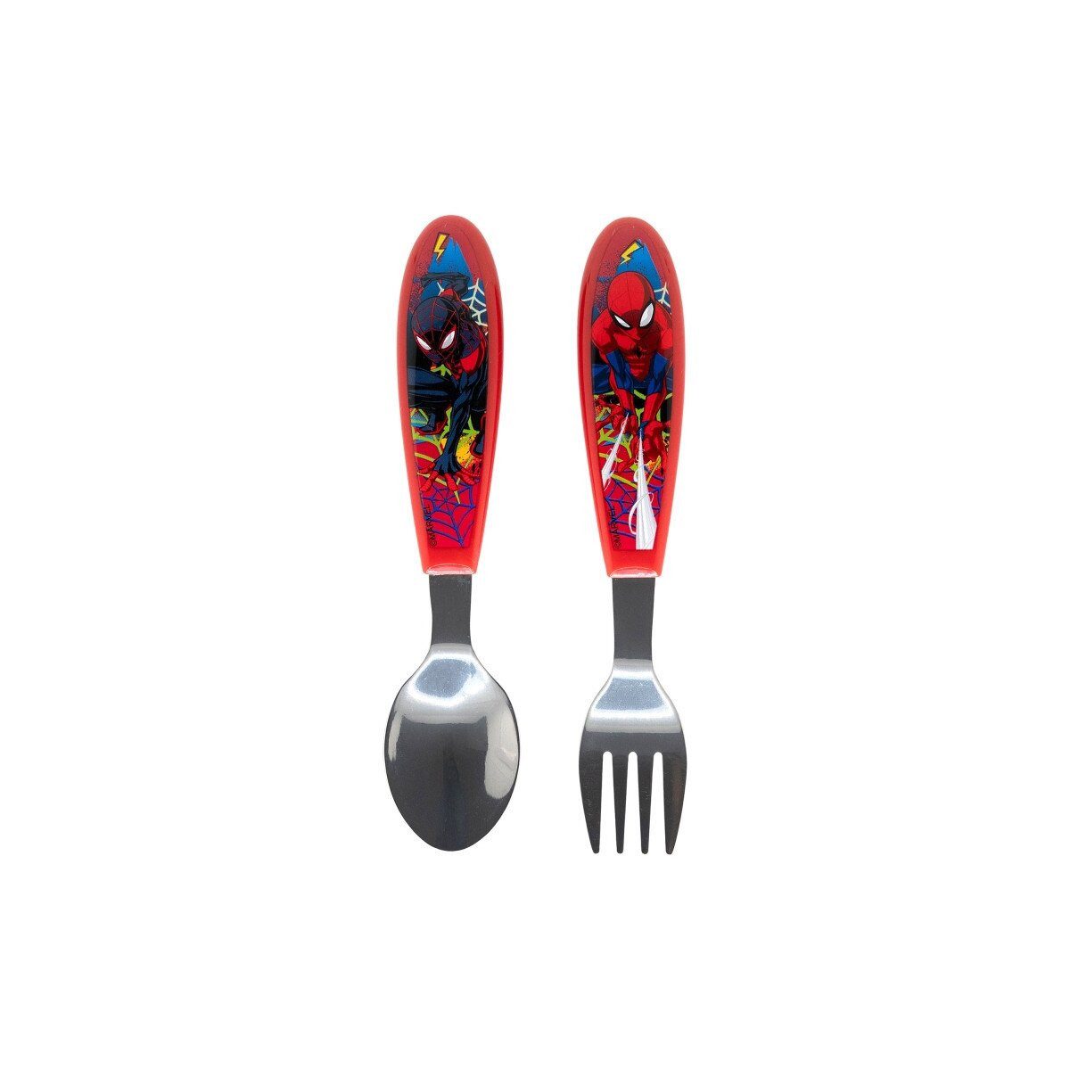 Spiderman Kinderbesteck Spiderman Moving Target Metall-Ergo-Besteckset, 2-teilig (2-tlg), Edelstahl