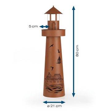 Hoberg Dekosäule LED Deko-Leuchtturm in Rost-Optik - 80cm, XL Garten Deko Säule Außen Beleuchtung Pflanzschale Pflanzsäule