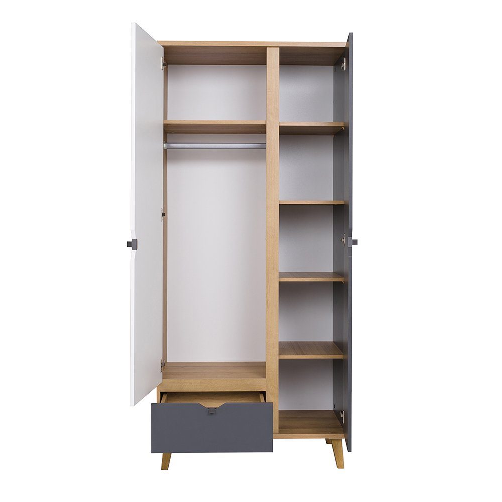 Lomadox Kleiderschrank MARIBOR-132 mit Kleiderstange, in Eiche mit weiß und günstig online kaufen