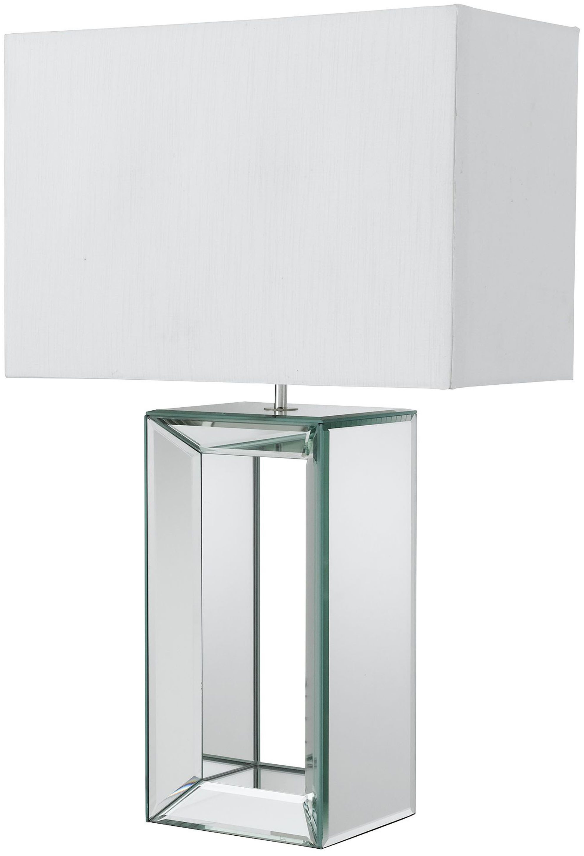 Searchlight Tischleuchte Mirror-Tischleuchte - Spiegelglas und weißer Schirm, ohne Leuchtmittel