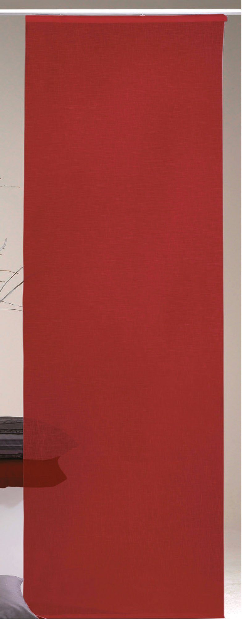 Schiebegardine Desiré, Arsvita, Klettband (1 St), transparent, Flächenvorhang 60 x 245 cm (B x H), inkl. Beschwerungsstange / Paneelwagen - Schiebevorhang Rot
